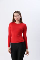 Kadın Kırmızı Yeni Sezon Bisiklet Yaka Body Kırmızı - M