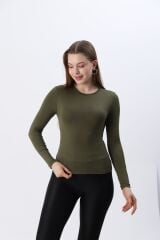 Kadın Kırmızı Yeni Sezon Bisiklet Yaka Body Haki - S