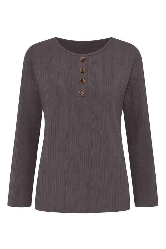 Kadın Likralı Orta Yaş Ve Üzeri Kışlık Triko Çağla Yeşili Anne Penye Bluz Yeni Sezon Burgu Desenli Gri - L