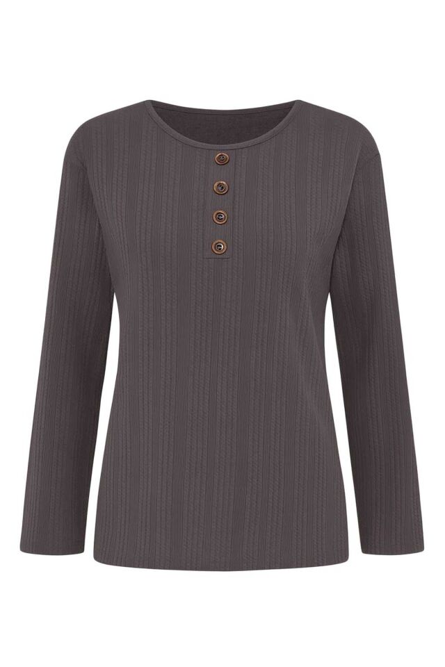 Kadın Likralı Orta Yaş Ve Üzeri Kışlık Triko Çağla Yeşili Anne Penye Bluz Yeni Sezon Burgu Desenli Gri - L