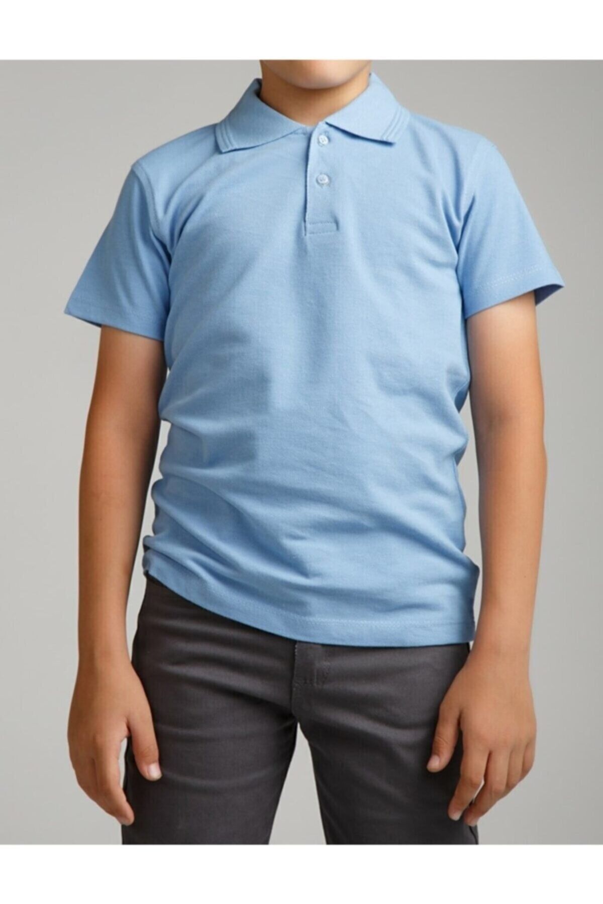 Erkek Çocuk Polo Yaka Kısa Kol Okul T-shirt Mavi̇ - 10 Yaş