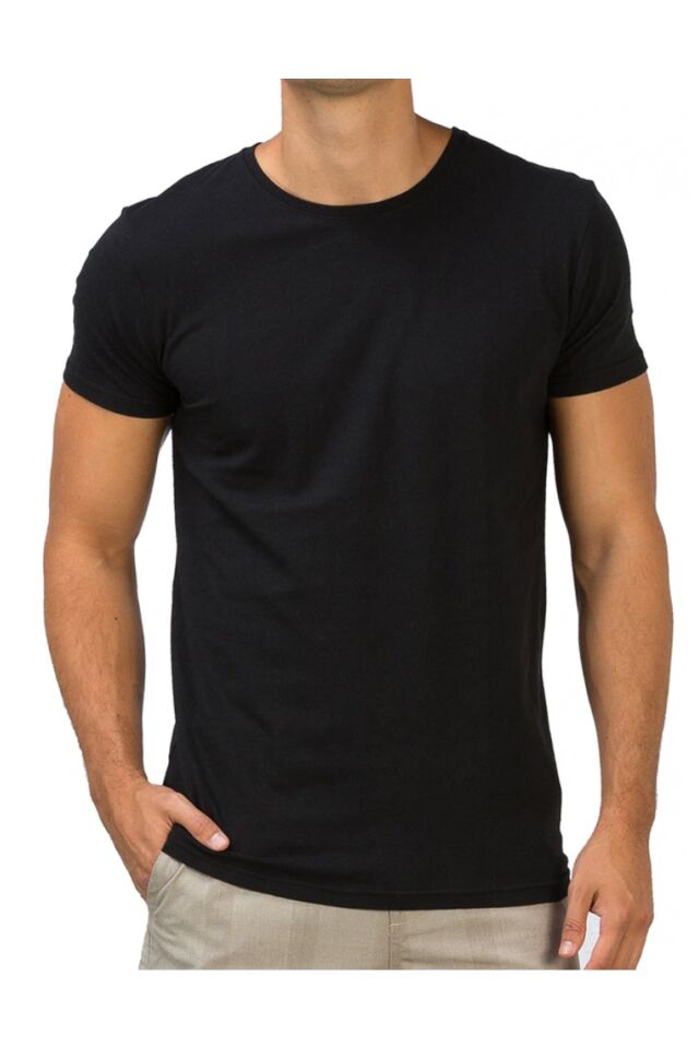 Erkek Düz Renk 5'li Paket Beyaz Gri Kırmızı Saks Siyah T-shirt Beyaz-Gr-Kirmizi-Saks-Si̇yah - 15-16 Yaş