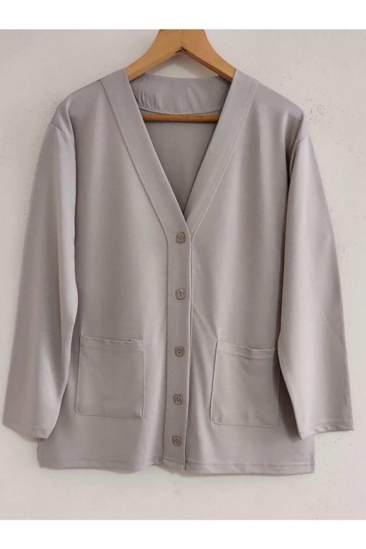 Anne Ceket Mevsimlik Penye Bej - 2XL