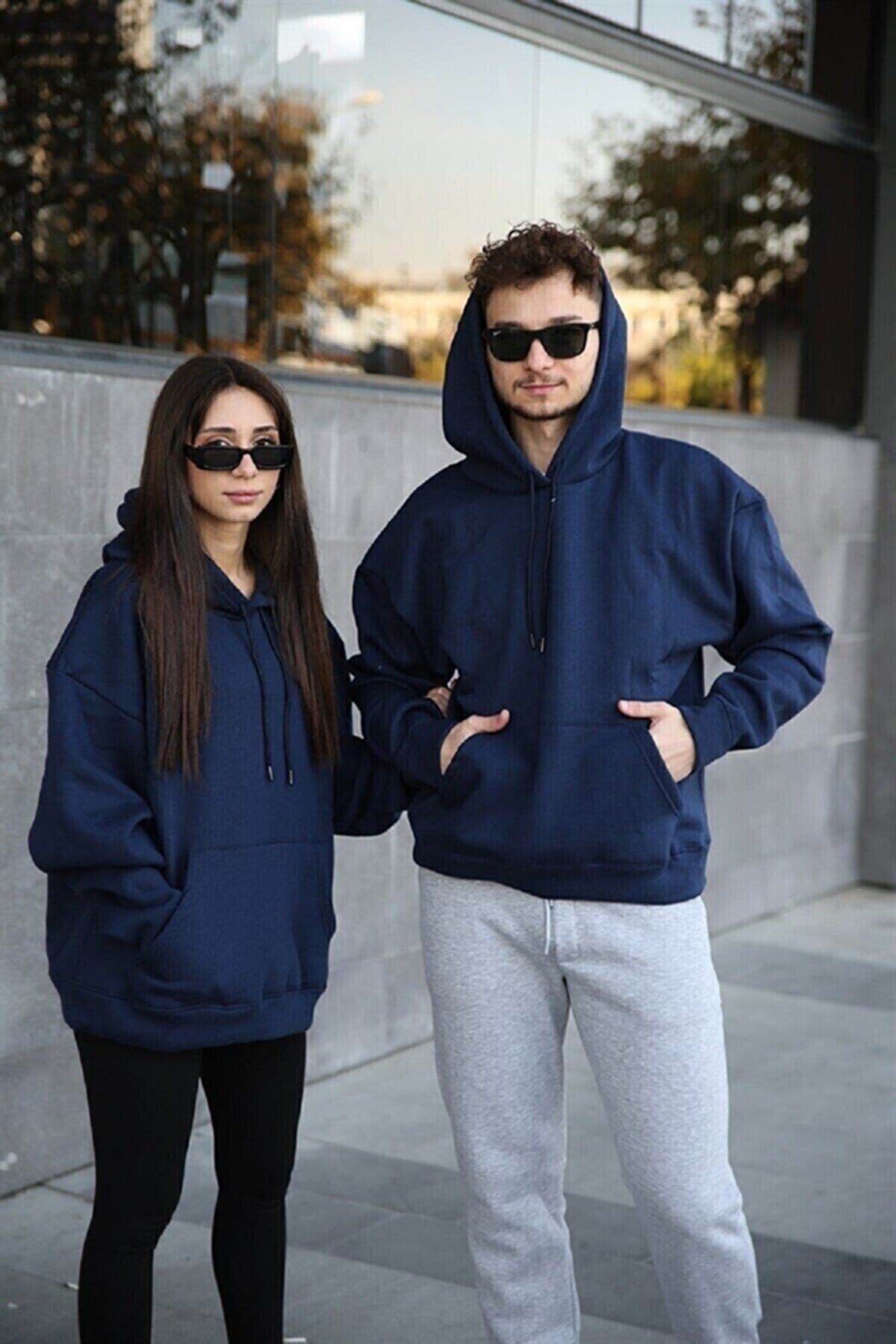 Sevgili Kombini Sweatshirt 2'li Paket Laci̇vert - 2XL