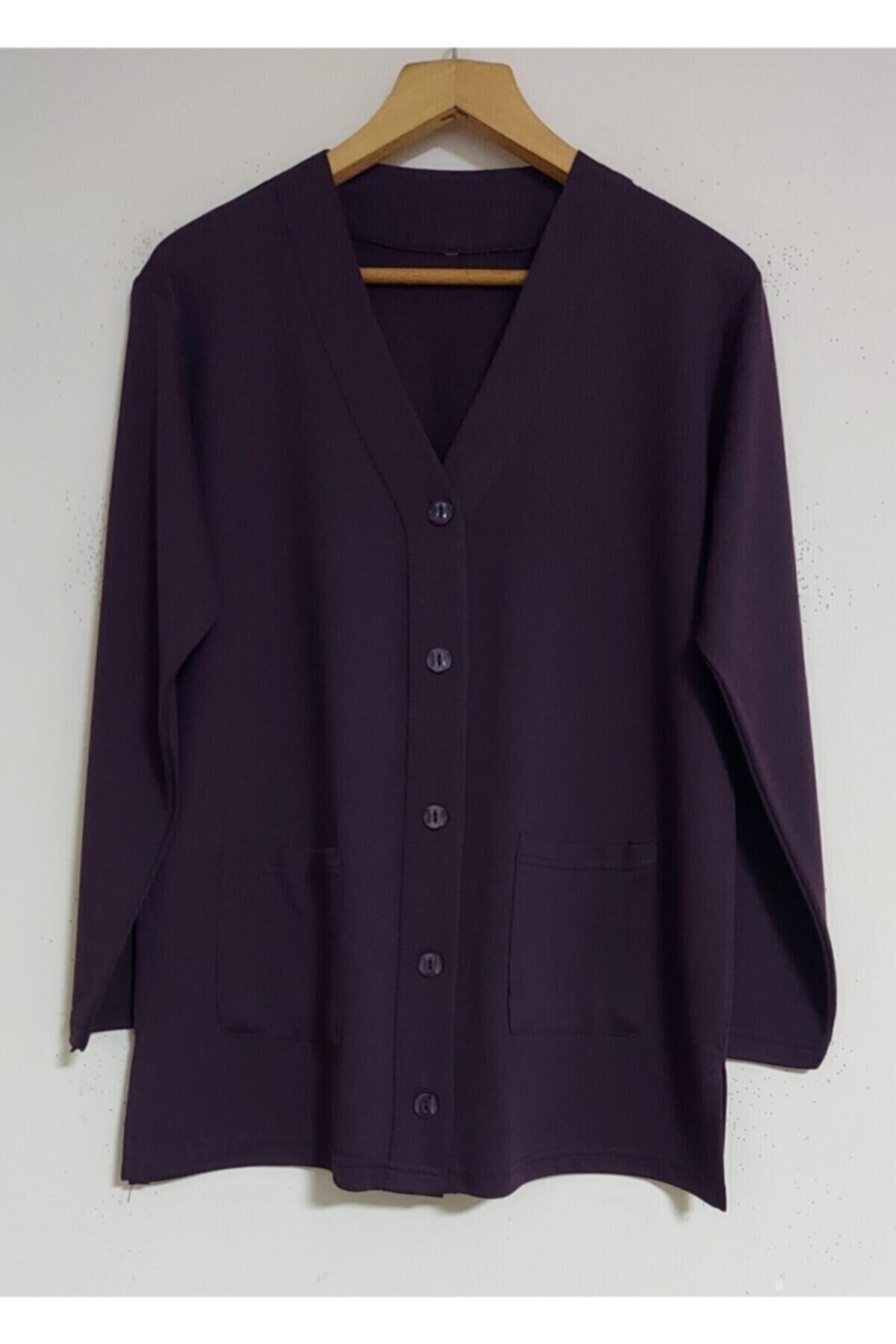 Anne Ceket Mevsimlik Penye Mor - 2XL