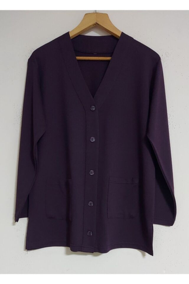 Anne Ceket Mevsimlik Penye Mor - 2XL