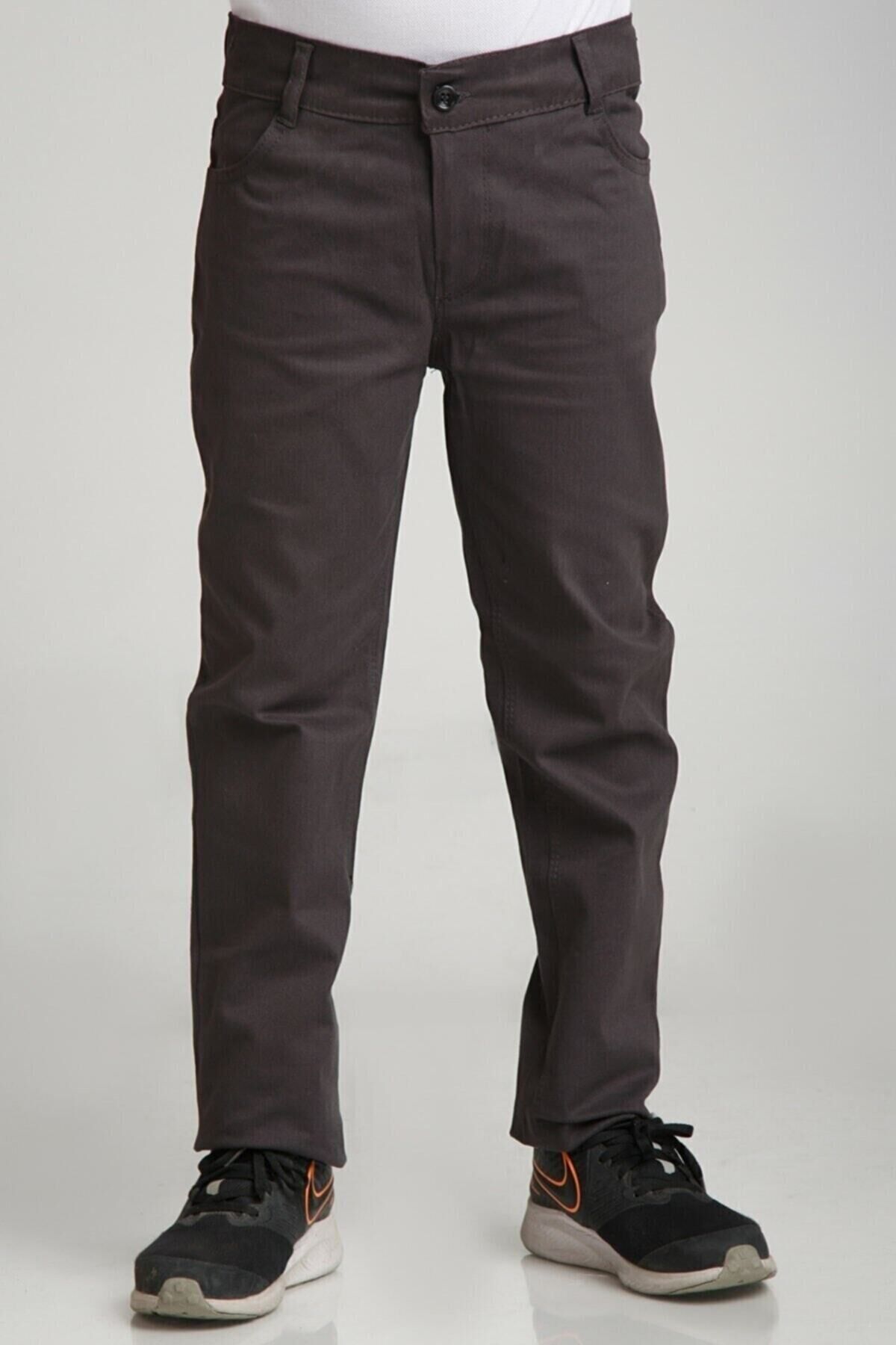 Likralı Canvas Okul Pantolon Yarım Lastikli Antrasi̇t - 12 Yaş